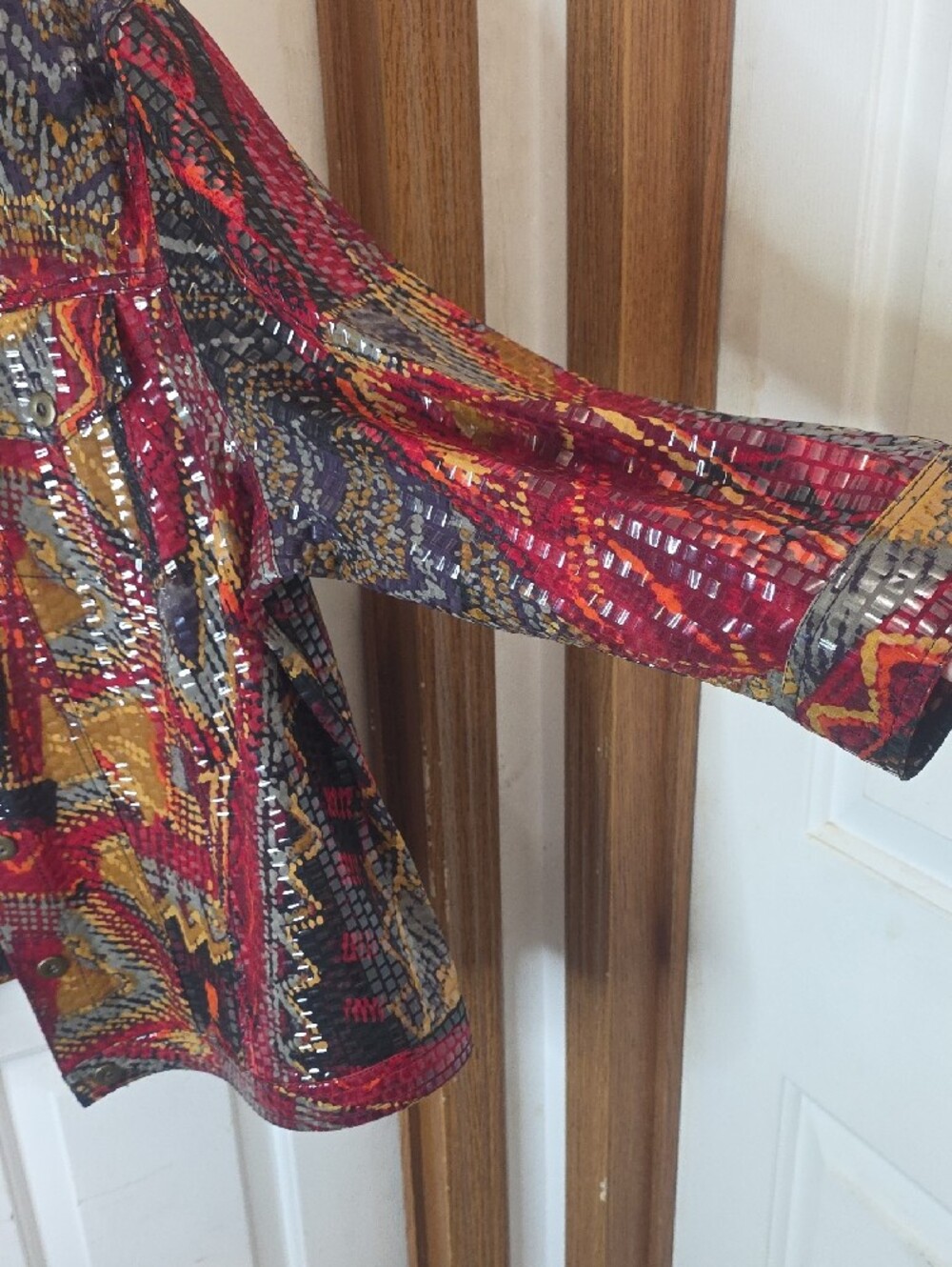 Ruby Rd. Multicolor Patchwork-Print Button Front Jacket - Picture 5 of 8